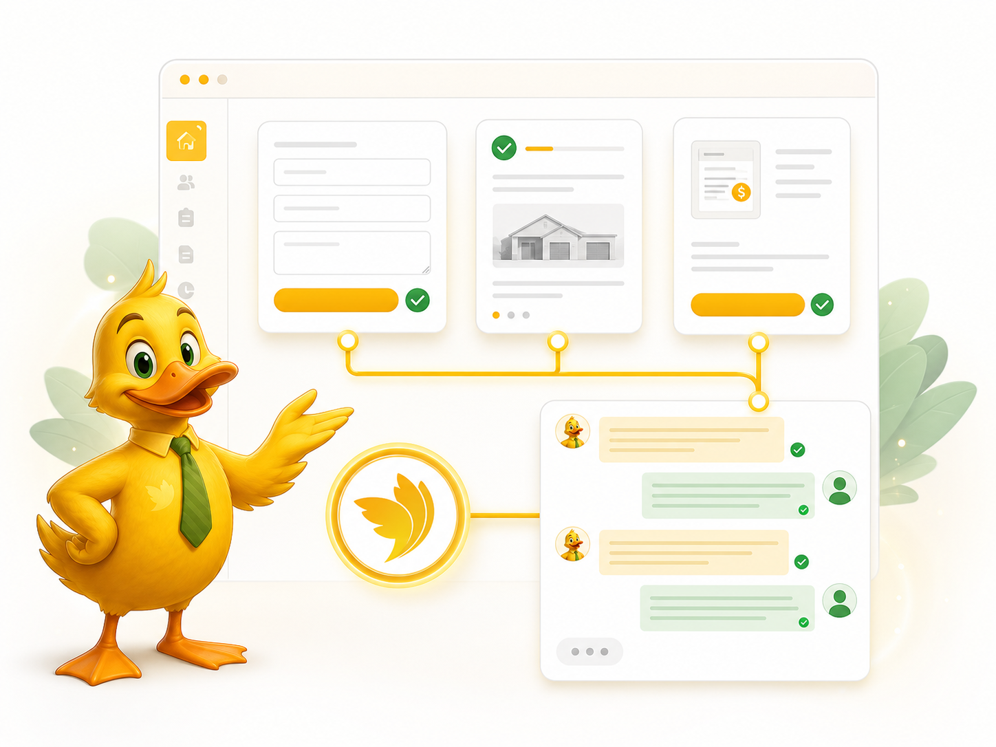 Quacker business-controlled workflow messaging illustration